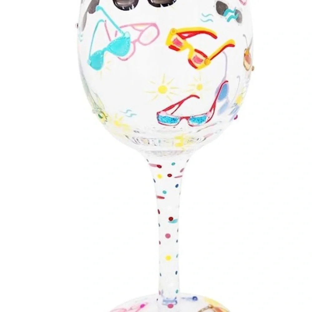 Lolita Wine Glass Sunglass Cooler Pattern Bejeweled with Container - Picture 2 of 3